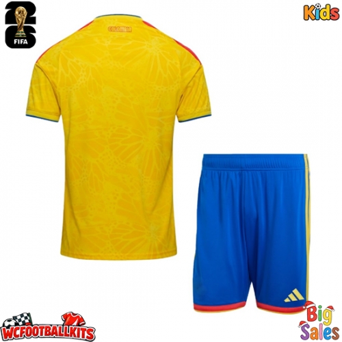 Colombia Replica Home Stadium Kit for Kids World Cup 2026 Short Sleeve (+ pants)
